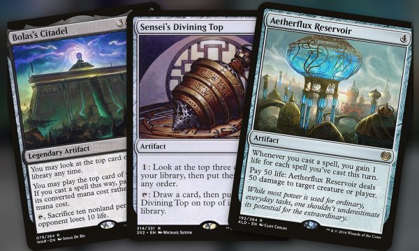 Bolas’s Citadel + Sensei’s Divining Top + Aetherflux Reservoir: combo Commander negro