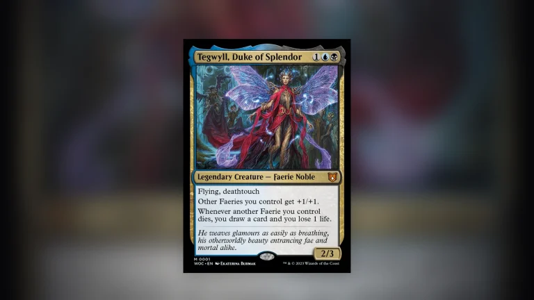 Portada editorial de Tegwyll, Duke of Splendor, para mazos de hadas de Commander