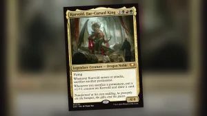 Portada editorial de Korvold, Fae-Cursed King, para la guia del dragon Jund