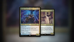 Portada editorial con Kraum y Tymna, la pareja partner del top 1 de Commander