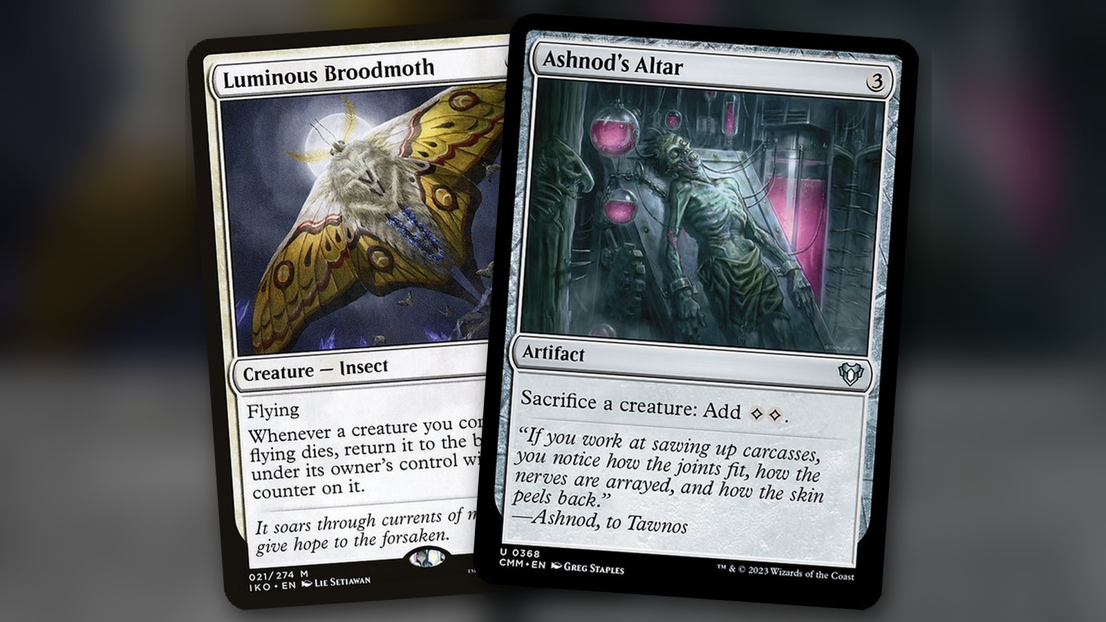 Luminous Broodmoth + Ashnod’s Altar: combo Commander mono blanco