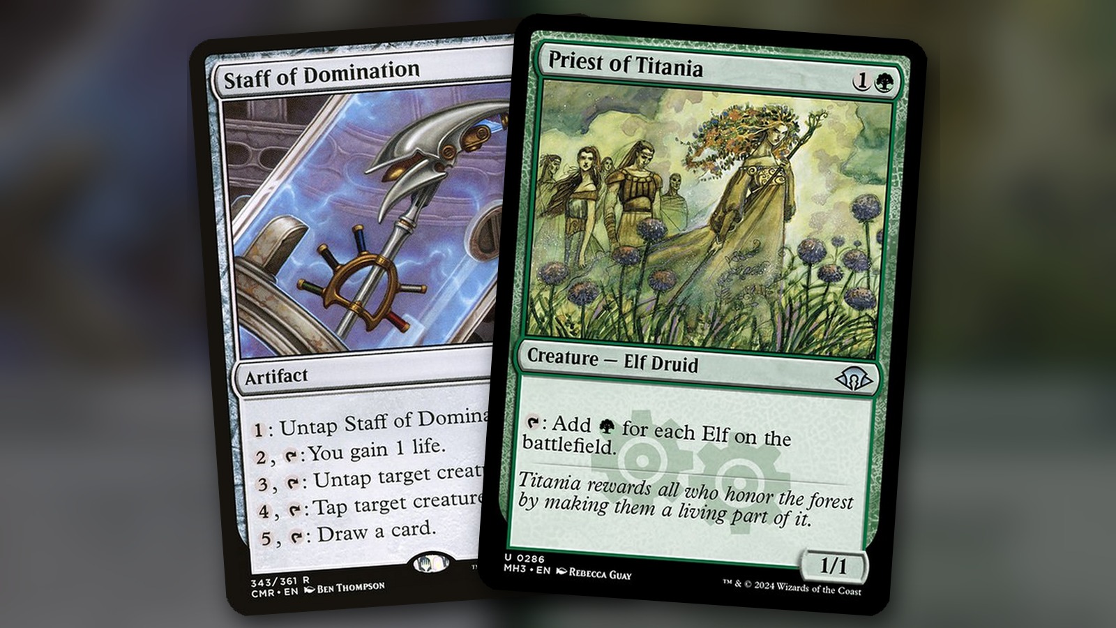 Staff of Domination + Priest of Titania: combo Commander mono verde