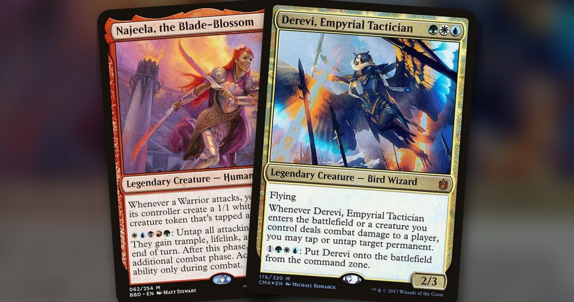 Najeela, the Blade-Blossom + Derevi, Empyrial Tactician: combo Commander WUBRG de combates infinitos