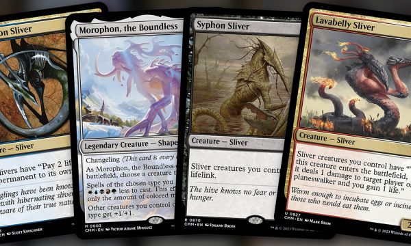 Hibernation Sliver + Morophon, the Boundless + Syphon Sliver + Lavabelly Sliver: combo Commander WUBRG de daño y storm