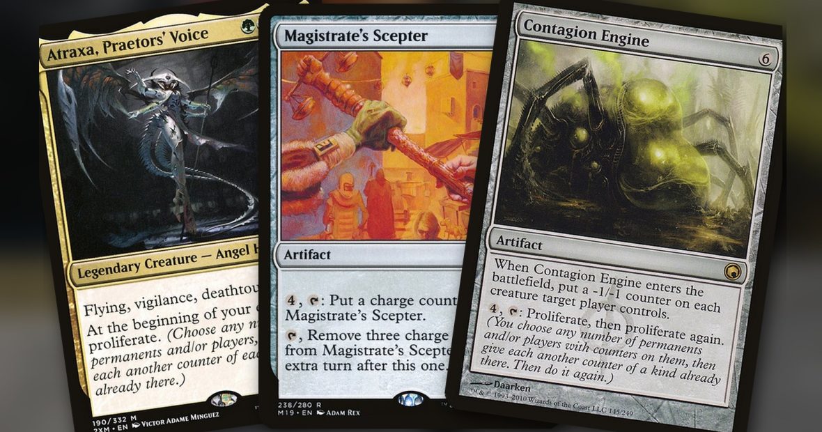 Atraxa, Praetors’ Voice + Magistrate’s Scepter + Contagion Engine: combo Commander GWUB
