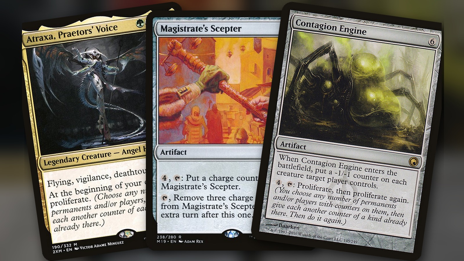 Atraxa, Praetors’ Voice + Magistrate’s Scepter + Contagion Engine: combo Commander GWUB