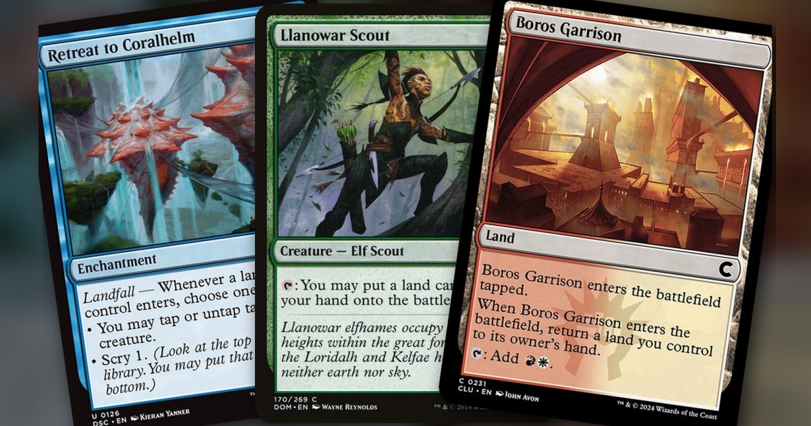 Retreat to Coralhelm + Llanowar Scout + Boros Garrison: combo Commander RGWU