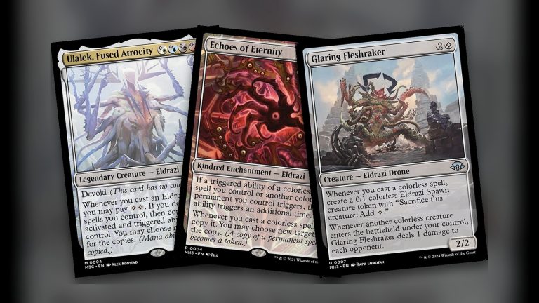 Ulalek Fused Atrocity con Echoes of Eternity y Glaring Fleshraker en identidad WUBRG
