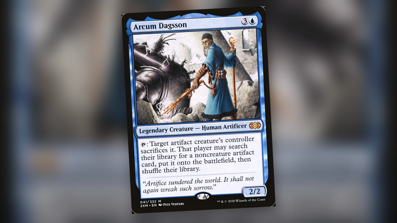 Portada editorial de Arcum Dagsson para la guía de Commander de artefactos
