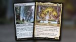 Animar, Soul of Elements y Ancestral Statue en abanico sobre un fondo desenfocado
