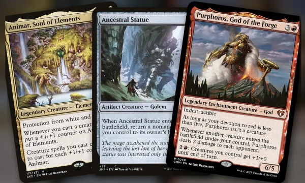 Animar, Soul of Elements + Ancestral Statue + Purphoros, God of the Forge: combo Commander Temur