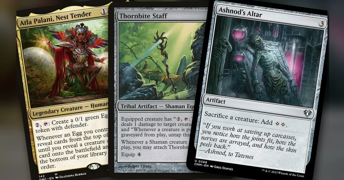 Atla Palani, Nest Tender + Thornbite Staff + Ashnod’s Altar: combo Commander Naya
