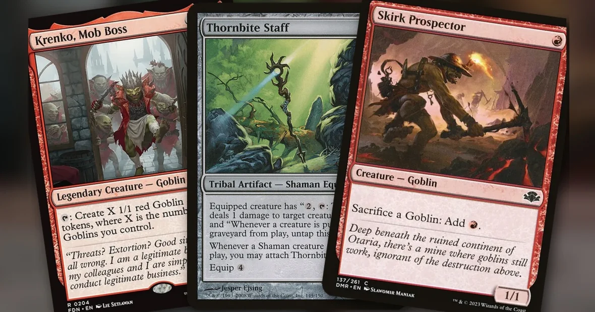 Krenko, Mob Boss + Thornbite Staff + Skirk Prospector: combo Commander mono rojo