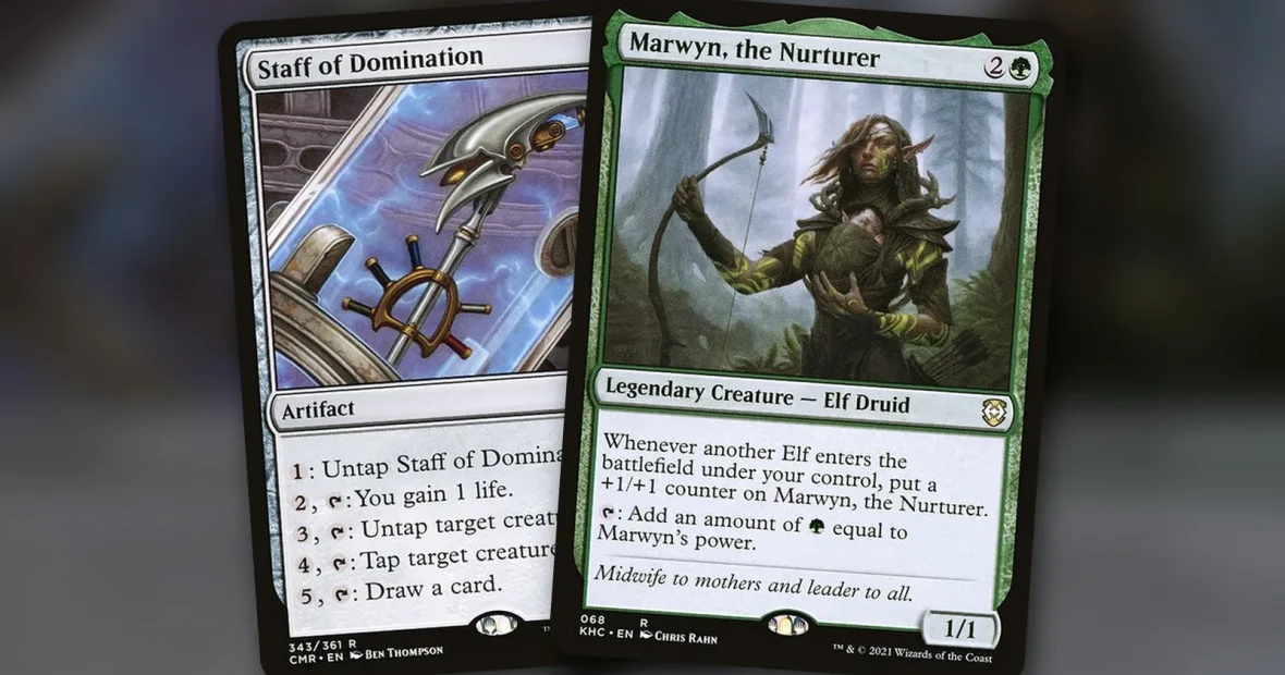 Marwyn, the Nurturer + Staff of Domination: combo Commander mono verde