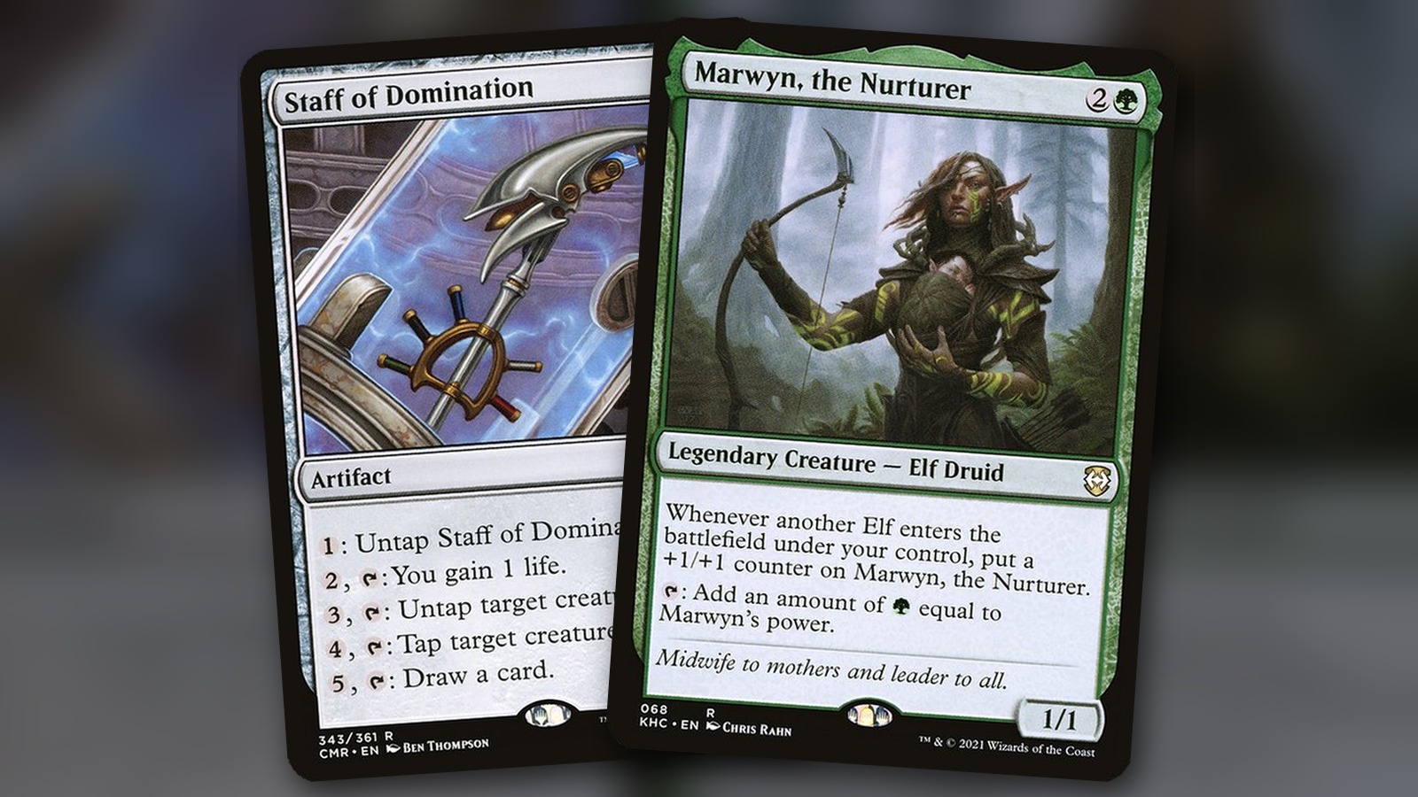 Marwyn, the Nurturer + Staff of Domination: combo Commander mono verde
