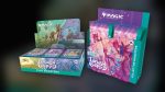 Cajas reales de Play Boosters y Collector Boosters de Magic: The Gathering, edición Lorwyn Eclipsed, sobre un fondo oscuro desenfocado