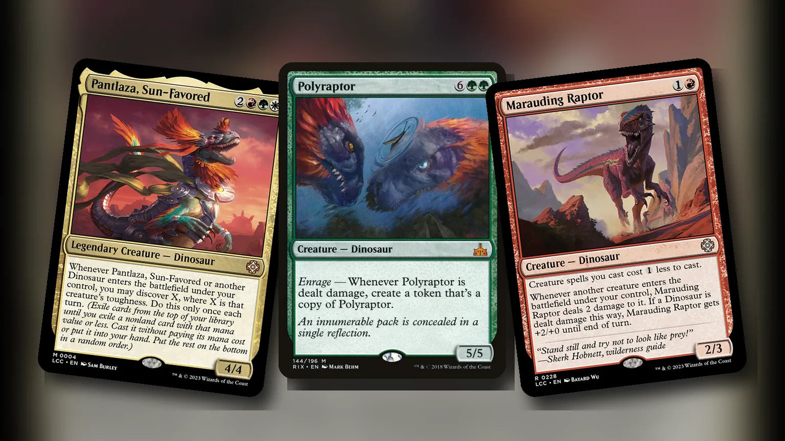 Pantlaza, Sun-Favored + Polyraptor + Marauding Raptor: combo Commander Naya