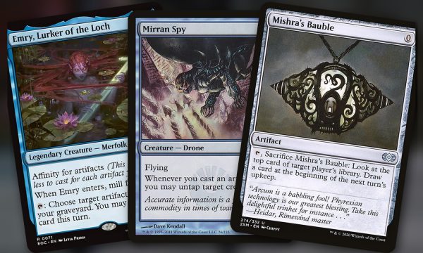 Emry, Lurker of the Loch + Mirran Spy + Mishra’s Bauble: combo Commander monoazul