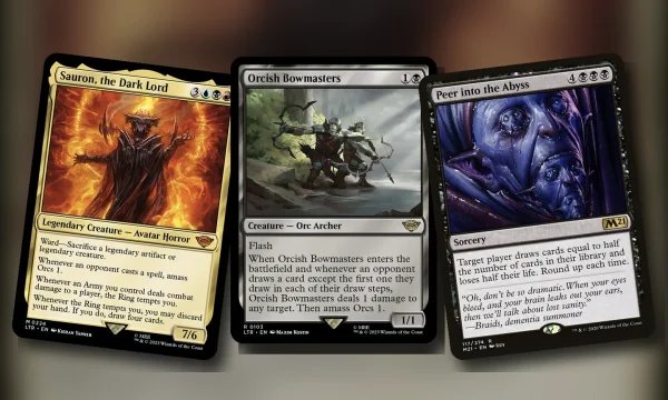 Sauron, the Dark Lord + Orcish Bowmasters + Peer into the Abyss: combo Commander Grixis