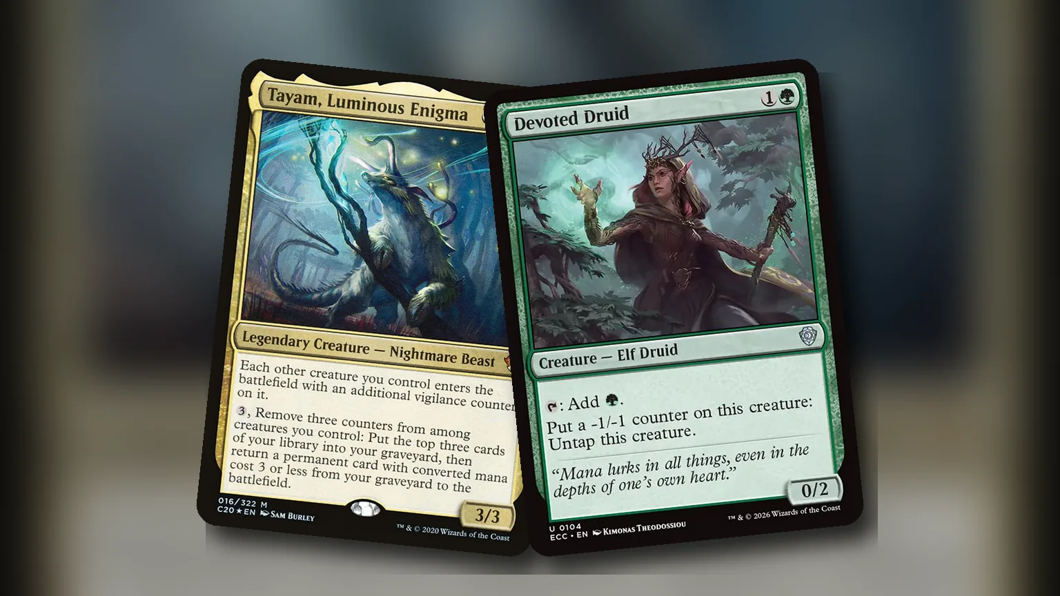 Tayam, Luminous Enigma + Devoted Druid: combo Commander Abzan